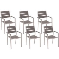 Gartenstuhl 6er Set Grau Kunstholz Metallbeine Stapelbar Modern von BELIANI