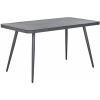 Gartentisch Grau Aluminium 140x80 cm für 4 Personen Glasplatte in Steinoptik rechteckig Outdoor Terrasse Balkon Möbel von BELIANI