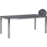 Beliani - Gartentisch Schwarz/Silber Granit Edelstahl 180 x 90 cm Geflammt Modern Outdoor von BELIANI