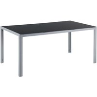 Gartentisch Schwarz und Silber Aluminium mit Glasplatte Hartglas 160 x 90 cm Rechteckig Modern Outdoor Terrasse Ausstattung von BELIANI