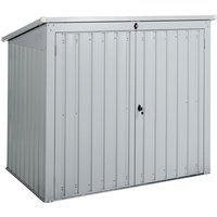 Gerätehaus Hellgrau Metall Stahl-Trapezblech 158 cm Abschließbar mit 2 Türen Pultdach Mülltonnenverkleidung Modern Garten Terrasse Außenbereich von BELIANI