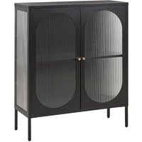 Glasvitrine Metallschrank Schwarz Stahl 90 x 35 x 111 cm mit 2 Türen Glasfront und -seiten geräumig Wohnzimmermöbel Retro Still Glasvitrine Metallschrank Schwarz Stahl 90 x 35 x 111 cm mit 2 Türen Glasfront und -seiten geräumig Wohnzimmermöbel Retro Still von BELIANI