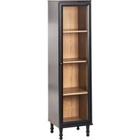 Glasvitrine Schwarz u. Heller Holzfarbton 40 cm Breit mit 4 Fächern Skandi Stil Stauraum Aufbewahrung Vitrine für Wohnzimmer Esszimmer Küche von BELIANI