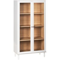 Glasvitrine Weiß u. Heller Holzfarbton 80 cm Breit mit 4 Fächern Skandi Stil Stauraum Aufbewahrung Vitrine für Wohnzimmer Esszimmer Küche Glasvitrine Weiß u. Heller Holzfarbton 80 cm Breit mit 4 Fächern Skandi Stil Stauraum Aufbewahrung Vitrine für Wohnzimmer Esszimmer Küche von BELIANI