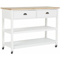 Beliani - Servierwagen Weiß mdf Platte Gummibaumholz Kiefernholz 91 x 120 x 48 cm Landhausstil Modern Elegant Groß Viel Stauraum Wohnzimmer - Heller von BELIANI