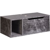 Beliani - Hänge Waschbeckenunterschrank Schwarz MDP-Platte 80x40 cm Marmor Optik mit Klappe Regal Bad-Unterschrank für Aufsatzwaschbecken Wandmontage von BELIANI