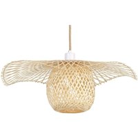Hängeleuchte Hellbraun Bambusholz mit Schirm Geflochten Kugelform Rund 1-Flammig Langes Kabel Modern Boho Beleuchtung Leuchte Esszimmer von BELIANI