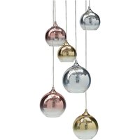 Hängelampe Halbdurchsichtig Messing Kupfer Silber Glasschirme Eisen 6 Leuchte Modernes Design Wohnaccessoires Wohnzimmer von BELIANI
