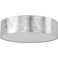 Beliani - Deckenleuchte Silber Stoffschirm rund flach ø45 cm Trommelform Moderne Deckenlampe - Silber von BELIANI