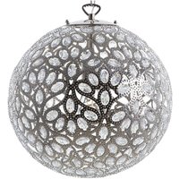 Hängelampe Silber Metall mit Kristallen aus Acrylglas mit Schirm in Kugelform Floral-Design Glamourös - Silber von BELIANI