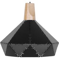 Hängeleuchte Schwarz Metall und Holz mit Schirm in Glockenform Lochmuster Shabby Chic Vintage Stil von BELIANI