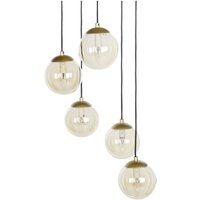Hängeleuchte Gold und Gelb Rauchglas 5 Schirme Kugelform mit Langen Kabeln 5-Flammig Modern Gamourös für Esstisch Wohnzimmer Flur Wohnküche von BELIANI