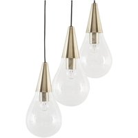 Beliani - Hängeleuchte Messing aus Metall und Glas 3-flammig transparente Schirme in Glühbirnen-Optik höhenversetzt Industrie Look von BELIANI