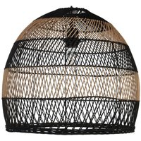 Beliani - Hängeleuchte Schwarz Rattan Geflochten mit Rundem Schirm Langem Kabel Boho Stil Skandi Rustikal für Esstisch Wohnzimmer Flur Wohnküche von BELIANI