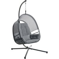 Hängesessel Dunkelgrau Metall Mesh mit Gestell Kissen Modernes Design für Garten Terrasse Wohnzimmer von BELIANI