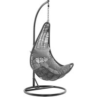 Hängesessel Schwarz Polyrattan inkl. Sitzkissen modern Terrasse Kinderzimmer - Grau von BELIANI