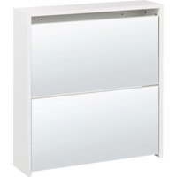 Beliani - Halbhoher Schuhschrank Weiß MDF-Platte mit 2 Klapptüren Verspiegelt Spiegeleffekt Modern Flur Eingangsbereich Diele Ankleide Garage Beliani - Halbhoher Schuhschrank Weiß MDF-Platte mit 2 Klapptüren Verspiegelt Spiegeleffekt Modern Flur Eingangsbereich Diele Ankleide Garage von BELIANI