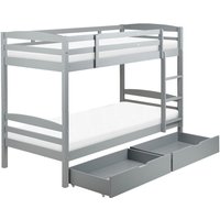 Hochbett mit Bettkasten Dunkelbraun Kiefernholz 2 Lattenroste 90 x 200 cm Leiter Modern Etagenbett für 2 Personen Schlafzimmer Ausstattung - Grau von BELIANI