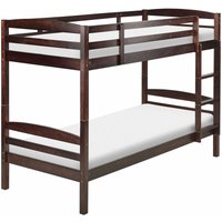 Hochbett Dunkelbraun Kiefernholz 2 Lattenroste 90 x 200 cm Leiter Modern Etagenbett für 2 Personen Schlafzimmer Ausstattung - Dunkler Holzfarbton von BELIANI