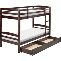 Hochbett mit Bettkasten Grau Kiefernholz 2 Lattenroste 90 x 200 cm Leiter Modern Etagenbett für 2 Personen Schlafzimmer Ausstattung - Dunkler von BELIANI