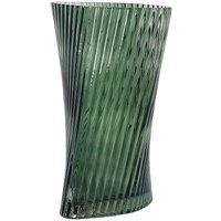 Blumenvase Dunkelgrün Glas 26 cm Hohe Form mit Breiter Öffnung Rillen-Struktur Modern Tischdeko Wohnaccessoires Deko Glasvase Wohnzimmer Flur - Grün von BELIANI