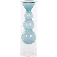 Blumenvase Transparent und Türkis Glas 26 cm Hohe Form mit Schmaler Öffnung Modern Tischdeko Wohnaccessoires Deko Glasvase für Wohnzimmer Flur von BELIANI