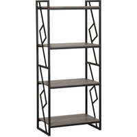 Regal Dunkler Holzfarbton Schwarz Spanplatte Metall 143 x 64 x 40 cm Industriell Trendy Praktisch 4 Fächer Viel Stauraum Wohnzimmer - Schwarz von BELIANI