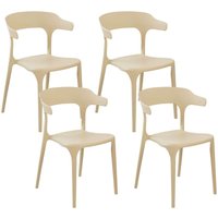 Beliani - Esszimmerstuhl 4er Set Sandbeige Kunststoff Stapelbar Skandi Modern für Innen- und Außenbereich Garten Terrasse Balkon Wohnzimmer Esszimmer von BELIANI