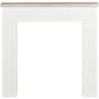 Kaminumrandung Weiß u. Hellbraun MDF-Platte mit Sockel Schmal Retro Stil Klassisch Kaminkonsole Kaminattrappe Wohnzimmer Schlafzimmer Flur von BELIANI