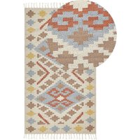 Kelim-Teppich Mehrfarbig Baumwolle 80 x 150 cm mit Fransen Geometrischem Muster Handgewebt Zweiseitig Läufer Modern Wohnzimmer Schlafzimmer Kelim-Teppich Mehrfarbig Baumwolle 80 x 150 cm mit Fransen Geometrischem Muster Handgewebt Zweiseitig Läufer Modern Wohnzimmer Schlafzimmer von BELIANI