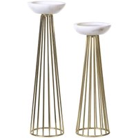 Kerzenständer 2er Set Gold / Weiß Eisen und Marmor Modern Glamourös Handgefertigt Verschiedene Größen Tischdeko Deko Haushalt & Wohnen von BELIANI