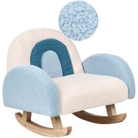 Kinder-Schaukelstuhl Hellblau Bouclé Teddyfell Flauschig mit Armlehnen Holzkufen Regenbogen-Design Schaukelsessel fürs Kinderzimmer von BELIANI