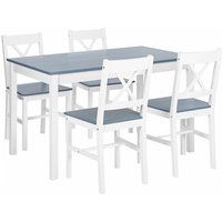 Essgruppe Set Tisch 4 Stühle Weiß mit Grau 120 x 75 cm Kiefernholz Esszimmer Wohnzimmer Modern Country Landhausstil - Grau von BELIANI