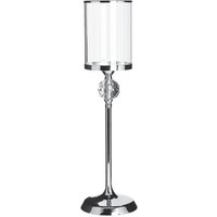 Kerzenständer Silbern aus Glas und Metall mit hohe/ 58 cm Glasschale elegantes und modernes Design - Silber von BELIANI