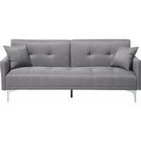 Beliani - Sofa Grau Polsterbezug 3-Sitzer Schlaffunktion Metallgestell verchromt Modern mit 2 Zierkissen Wohnzimmer Büro Salon Flur - Silber von BELIANI