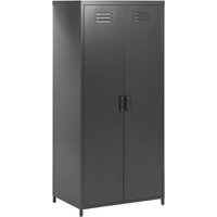Kleiderschrank Schwarz Metall 76 x 50 x 171 cm mit 2 Türen 3 Herausnehmbaren Fächern und Kleiderstange Wohnzimmer Schlafzimmer Flur Büro Kleiderschrank Schwarz Metall 76 x 50 x 171 cm mit 2 Türen 3 Herausnehmbaren Fächern und Kleiderstange Wohnzimmer Schlafzimmer Flur Büro von BELIANI