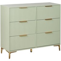 Beliani - Kommode Hellgrün Geriffelte Optik 6 Schubladen Goldene Griffe Metallbeine Modernes Design für Schlafzimmer Wohnzimmer Beliani - Kommode Hellgrün Geriffelte Optik 6 Schubladen Goldene Griffe Metallbeine Modernes Design für Schlafzimmer Wohnzimmer von BELIANI