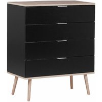 Kommode Schwarz/heller Holzfarbton MDF Platte Kiefernholz 40 x 79 x 93 cm Modern Skandinavischer Stil Geräumige Schubladen Wohnzimmer - Heller von BELIANI