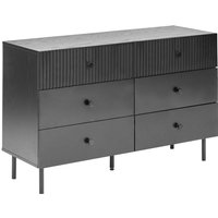 Kommode Schwarz mit 6 Schubladen Geriffelte Fronten mdf Faserplatte Modernes Design Stauraum Aufbewahrungsmöbel für Schlafzimmer Wohnzimmer Kommode Schwarz mit 6 Schubladen Geriffelte Fronten mdf Faserplatte Modernes Design Stauraum Aufbewahrungsmöbel für Schlafzimmer Wohnzimmer von BELIANI