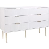 Kommode Weiß u. Gold aus MDF Metall mit 6 Schubladen Geriffelte Optik Modern Elegant Sideboard für Schlafzimmer Wohnzimmer Flur Kommode Weiß u. Gold aus MDF Metall mit 6 Schubladen Geriffelte Optik Modern Elegant Sideboard für Schlafzimmer Wohnzimmer Flur von BELIANI
