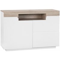 Kommode weiß/heller Holzfarbton MDF Platte 76 x 90 x 40 cm Modern Skandinavisches Design Viel Stauraum Wohnzimmer - Heller Holzfarbton von BELIANI