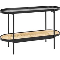Konsolentisch Schwarz / Hellbraun aus Metall mit Glasplatte Rattan Wiener Geflecht Elegant Modernes Design für Wohnzimmer Schlafzimmer Flur Konsolentisch Schwarz / Hellbraun aus Metall mit Glasplatte Rattan Wiener Geflecht Elegant Modernes Design für Wohnzimmer Schlafzimmer Flur von BELIANI