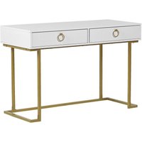 Konsolentisch Weiß /Gold aus MDF-Platte Metalgestell Rechteckig Wohnzimmer Schlafzimmer Flur Modernes Design Glamour-Stil - Gold von BELIANI