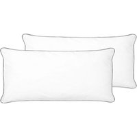 Kopfkissen im 2er Set Weiß Baumwollbezug 40 x 80 cm Hoch mit Polyester-Füllung Rechteckig Weich Bettkissen für Allergiker Geeignet Schlafzimmer - Weiß von BELIANI