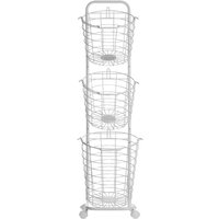 Korbständer im 3er Set auf Plastikrollen Weiß abnehmbare Körbe Metall Küche Badezimmer Accessoire Praktisch Funktional von BELIANI