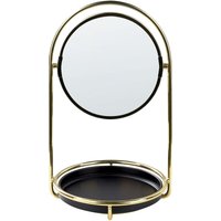 Beliani - Kosmetikspiegel in Gold u. Schwarz aus Eisen ø 15 cm Doppelseitig mit Vergrößerungsspiegel Tischspiegel Schminkspiegel für Konsolentisch von BELIANI
