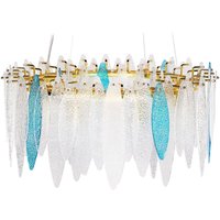 Beliani - Kronleuchter Weiß und Blau Glas Wasserfall-Optik Ringform 8-Flammig Rund Glamourös Luxuriös Hängeleuchte Wohnzimmer Esszimmer Beleuchtung von BELIANI