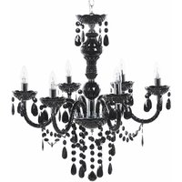 Kronleuchter Schwarz Kunststoff / Metall 6-flammig mit Kristallen Venezianischer Glamour Stil Elegant Wohnzimmer Schlafzimmer - Schwarz von BELIANI