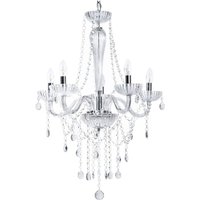 Kronleuchter Transparent und Silber Metall mit Glaskristallen 5-flammig venezianischer Glamour Stil - Silber von BELIANI