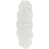 Kunstschaffell Teppich Weiß 60 x 180 cm Hochflor Fellform Pelzimitat Bettvorleger Überwurf für Sofa Sessel Stühle Modern - Weiß von BELIANI